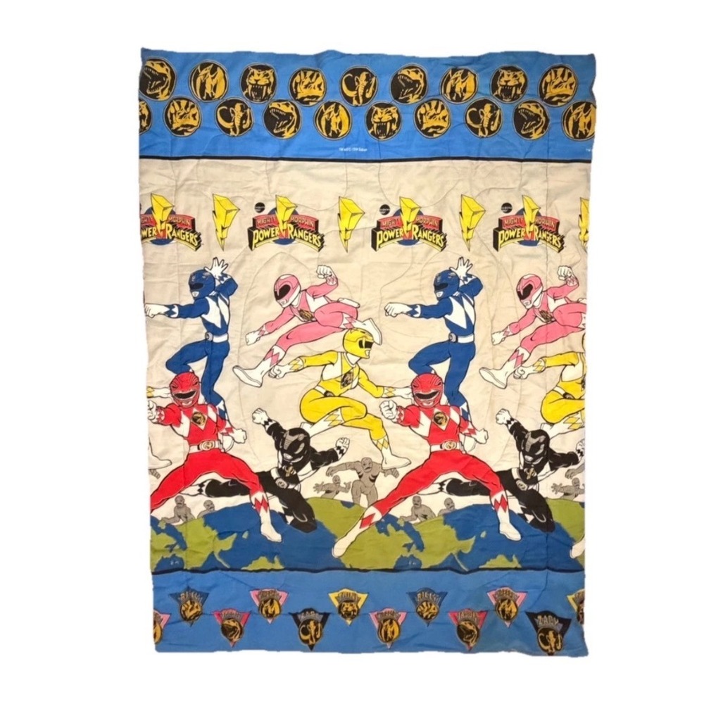 Vintage 1994 Mighty Morphin Power Rangers Twin Comforter Saban Retro Bedding